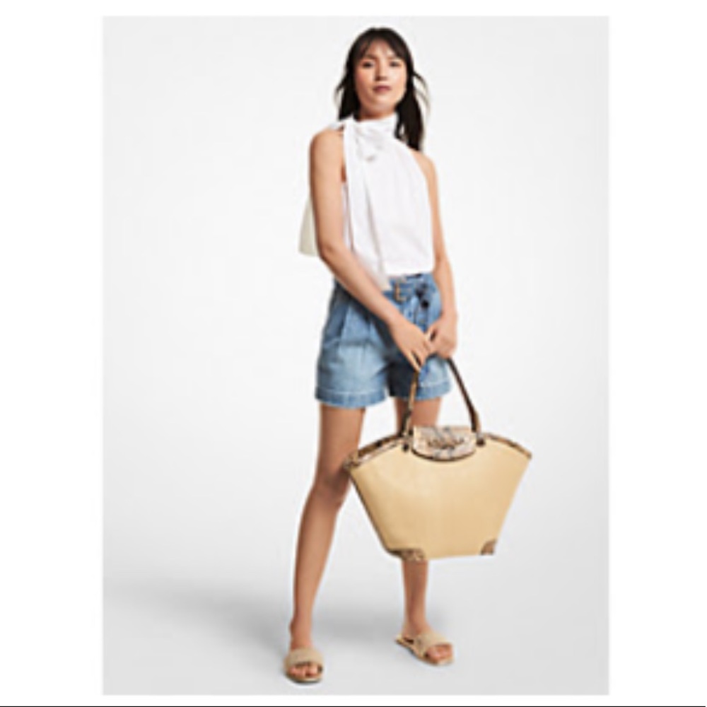 Michael Kors Stretch Cotton Poplin Halter Top